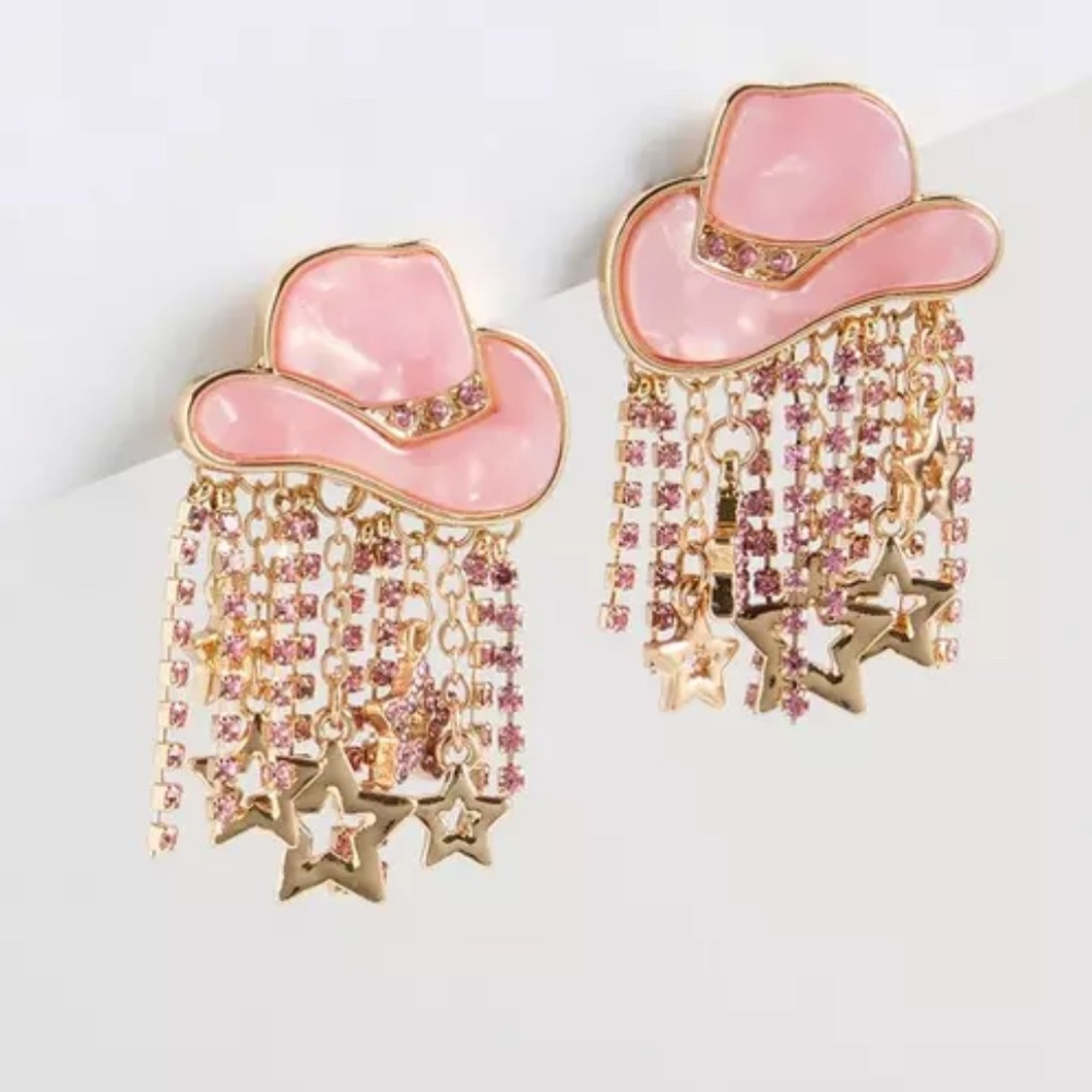 Torrid Pink and Gold Cowboy Hat Earrings
